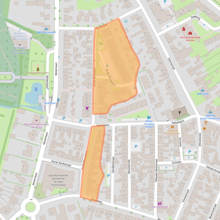 Kaart van postcodegebied 4401BW.