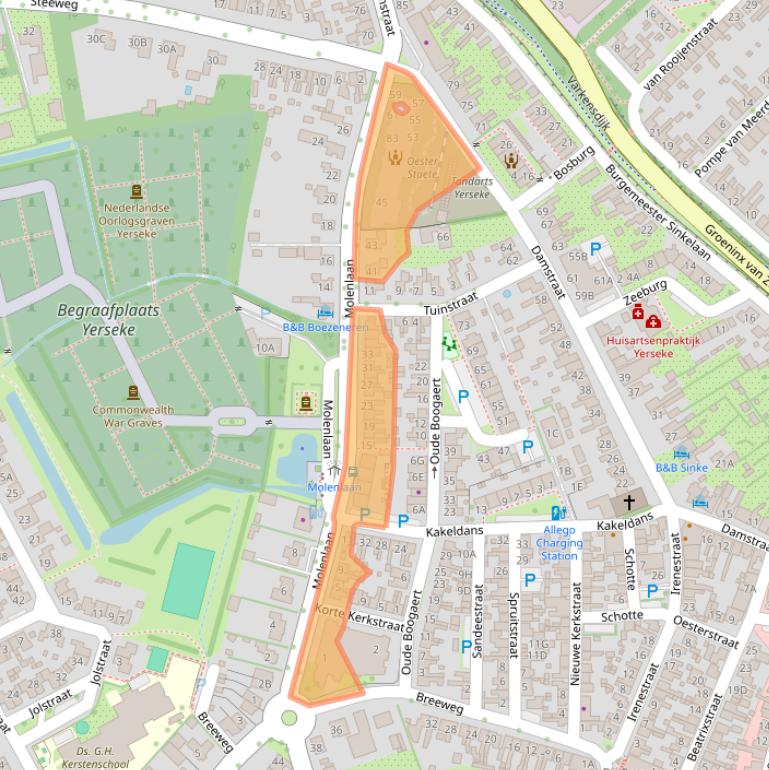 Kaart van postcodegebied 4401CB.