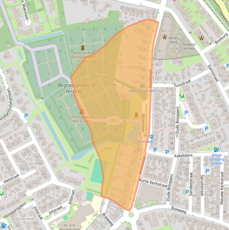 Kaart van postcodegebied 4401CC.