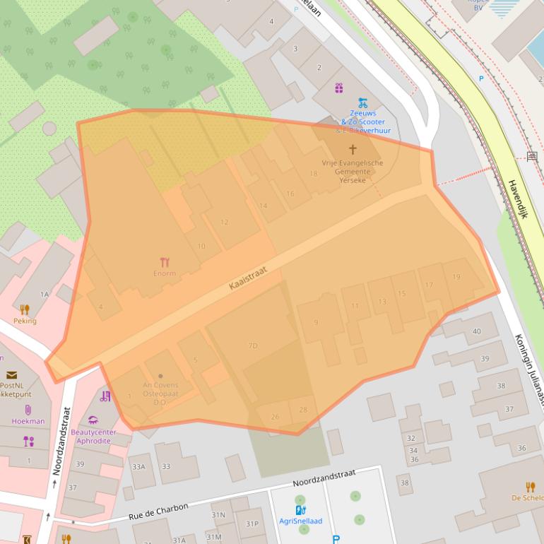 Kaart van postcodegebied 4401CH.