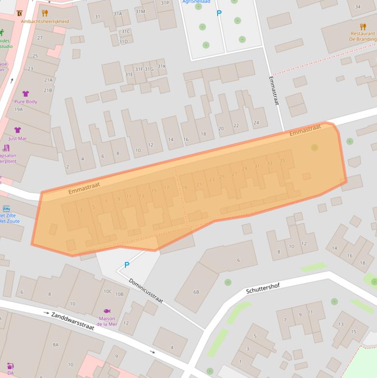 Kaart van postcodegebied 4401CJ.