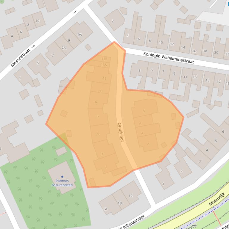 Kaart van postcodegebied 4401CN.