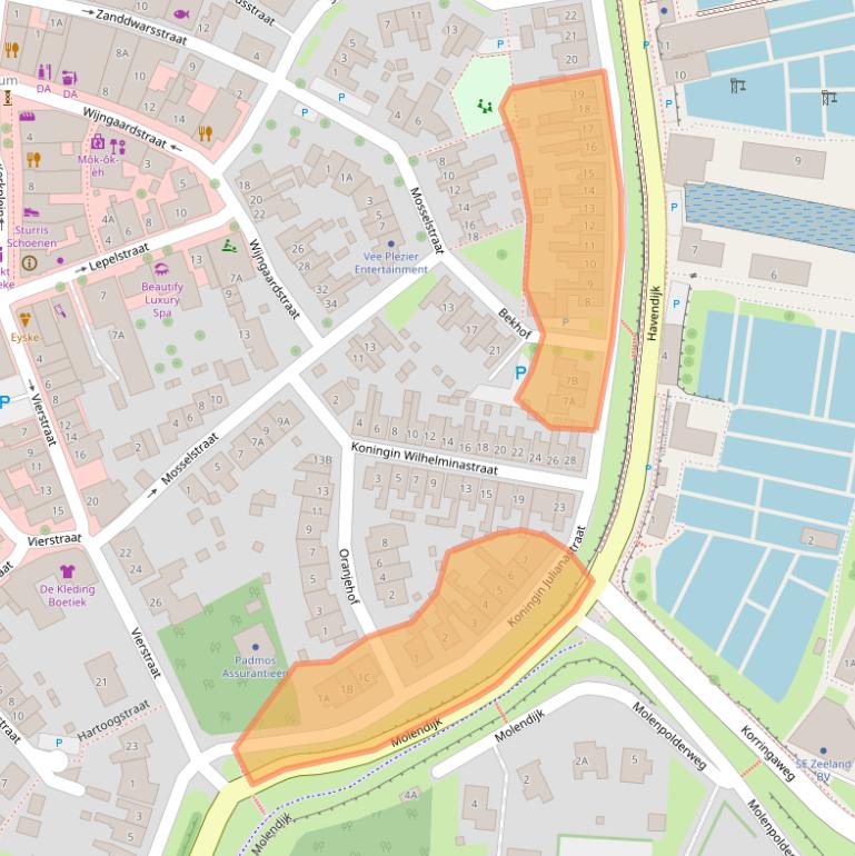 Kaart van postcodegebied 4401CX.