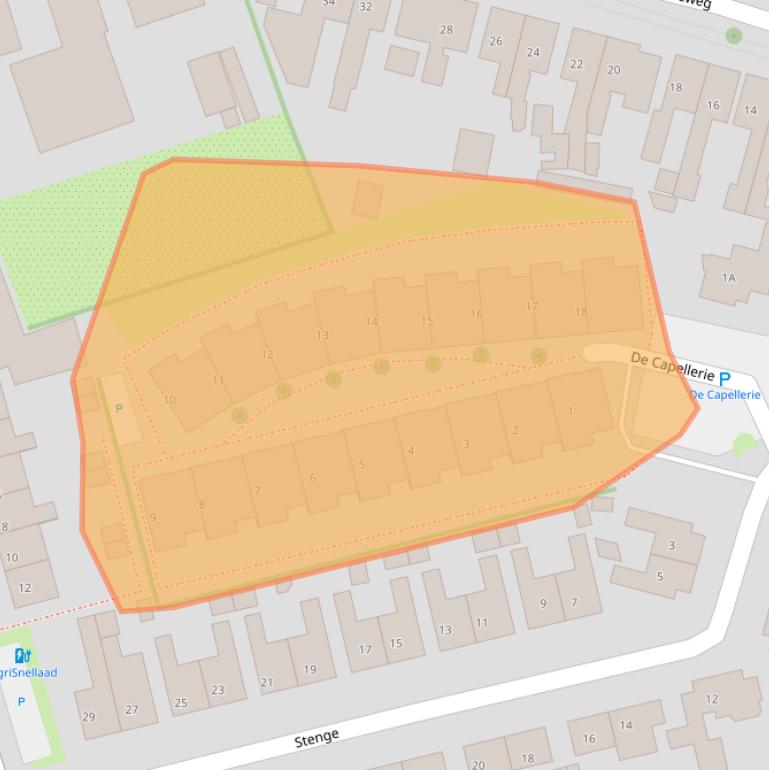 Kaart van postcodegebied 4401DZ.