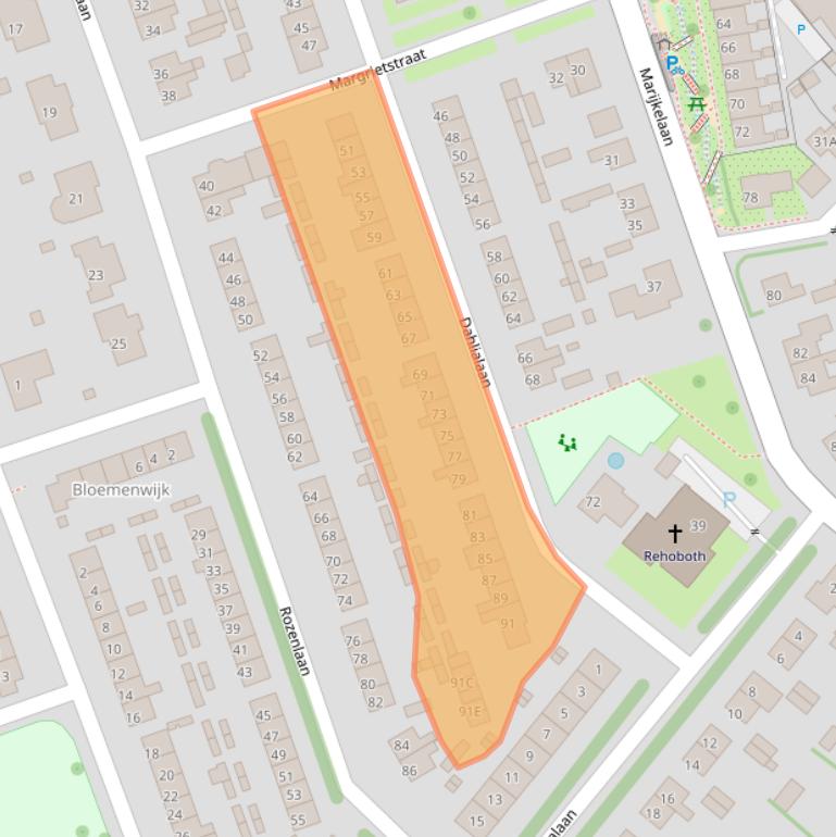 Kaart van postcodegebied 4401GZ.