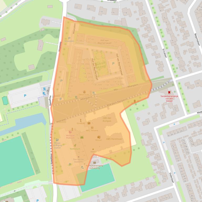 Kaart van postcodegebied 4401HZ.