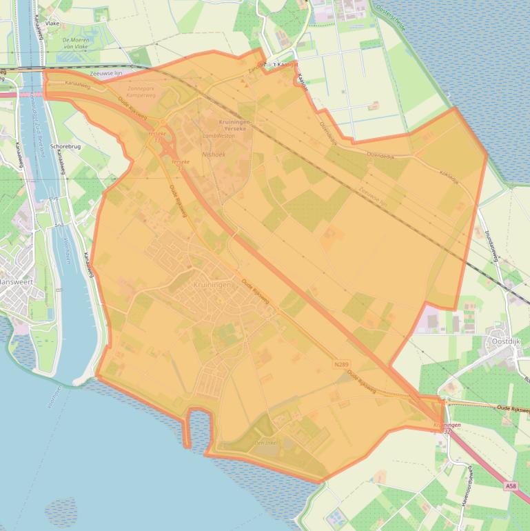 Kaartafbeelding, ingezoomd op postcodegebied 4416.
