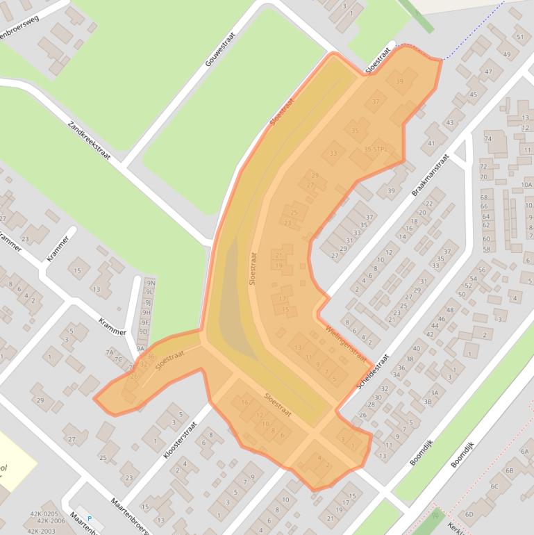 Kaart van postcodegebied 4417BJ.