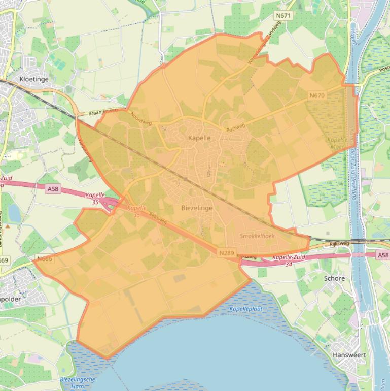 Kaart van postcodegebied 4421.