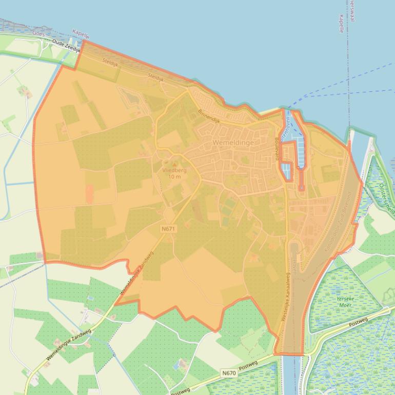 Kaart van postcodegebied 4424.