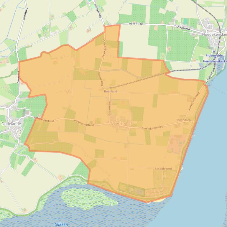 Kaart van postcodegebied 4435.