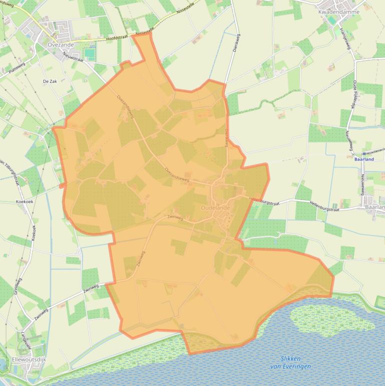 Kaart van postcodegebied 4436.