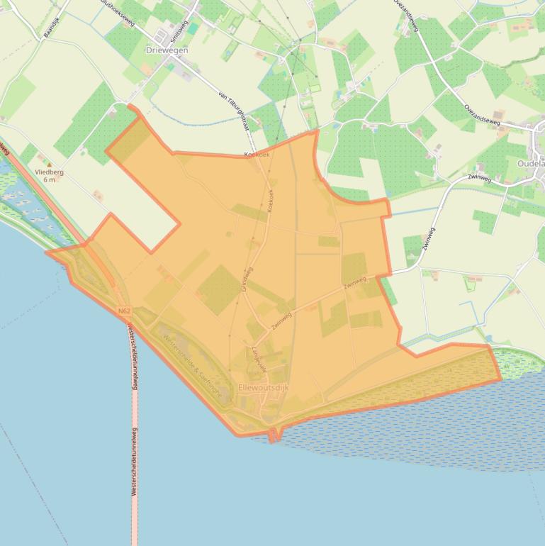 Kaart van postcodegebied 4437.