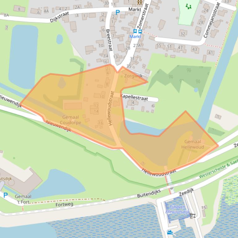 Kaart van postcodegebied 4437AL.