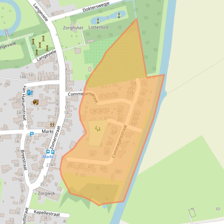 Kaart van postcodegebied 4437AR.