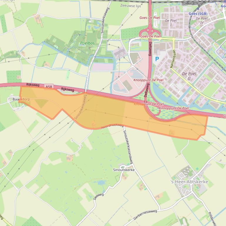 Kaart van postcodegebied 4444SL.