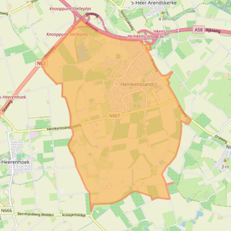Kaartafbeelding, ingezoomd op postcodegebied 4451.
