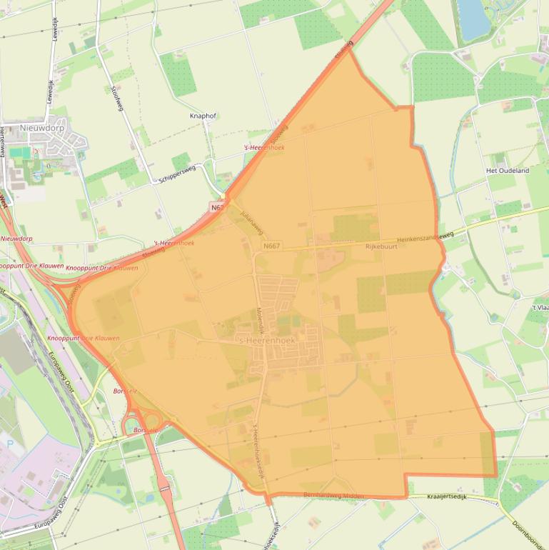 Kaart van postcodegebied 4453.