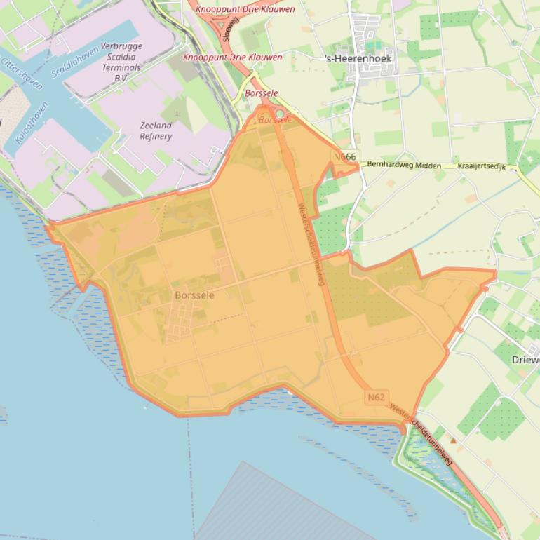 Kaart van postcodegebied 4454.