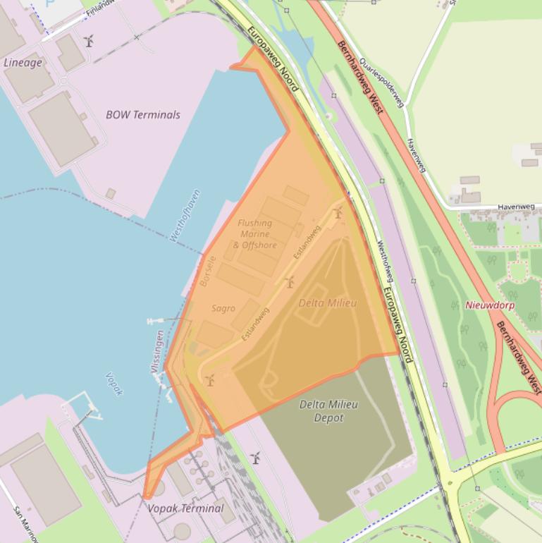 Kaart van postcodegebied 4455SV.