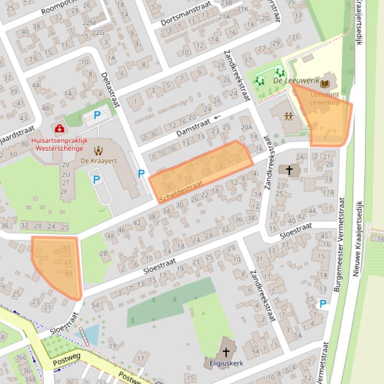 Kaart van postcodegebied 4456AR.