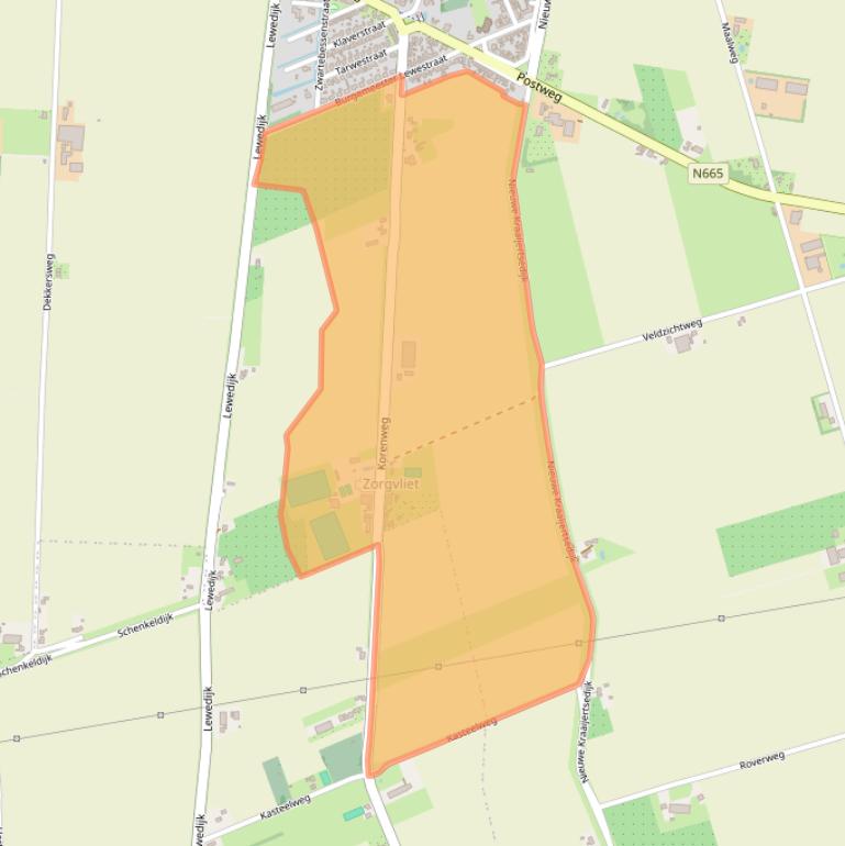 Kaart van postcodegebied 4456RT.