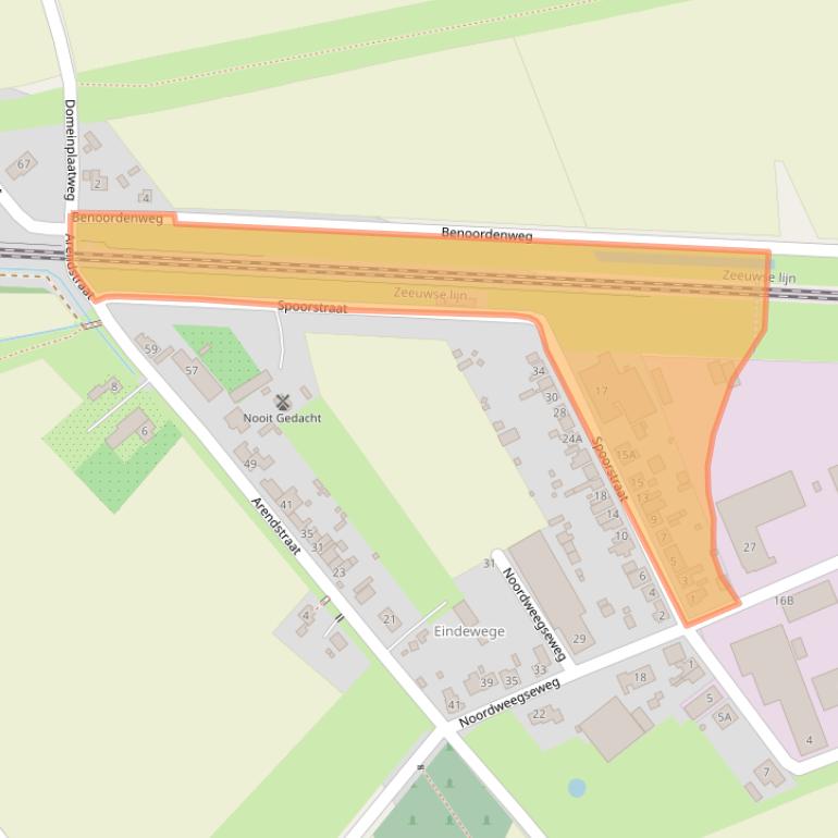 Kaart van postcodegebied 4458AW.