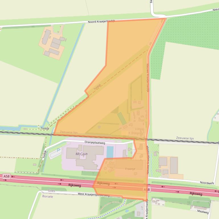 Kaart van postcodegebied 4458NK.