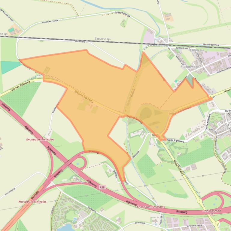 Kaart van postcodegebied 4458RC.