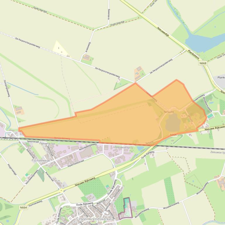 Kaart van postcodegebied 4458SC.