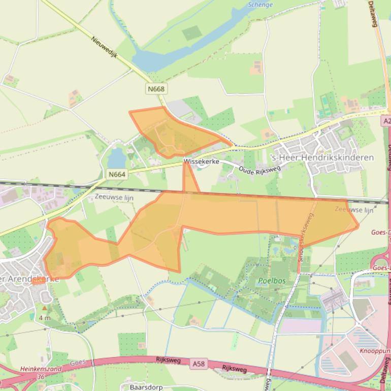 Kaart van postcodegebied 4458SH.