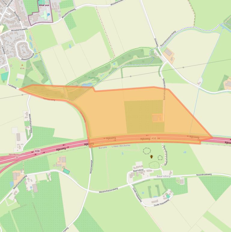 Kaart van postcodegebied 4458SJ.