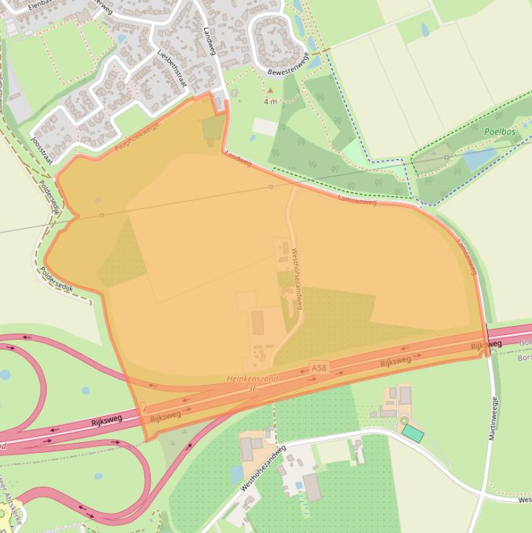 Kaart van postcodegebied 4458SL.