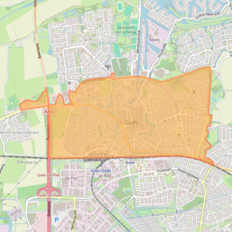 Kaart van postcodegebied 4461.