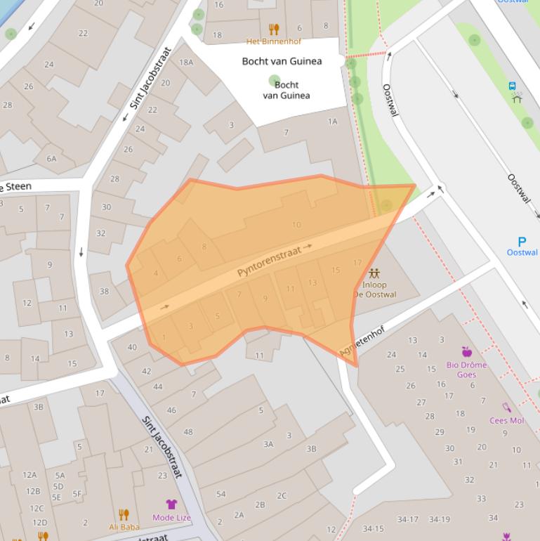 Kaart van postcodegebied 4461AZ.