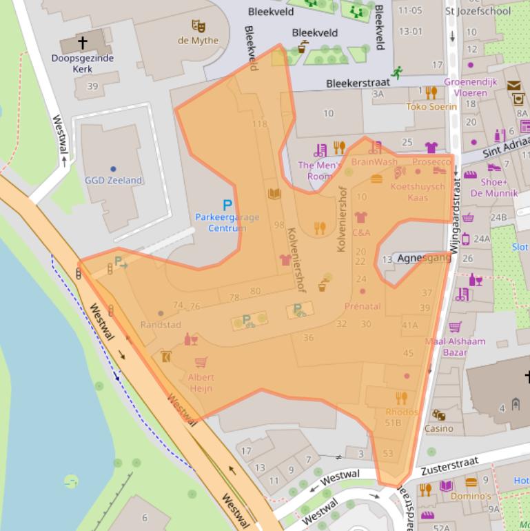 Kaart van postcodegebied 4461DB.