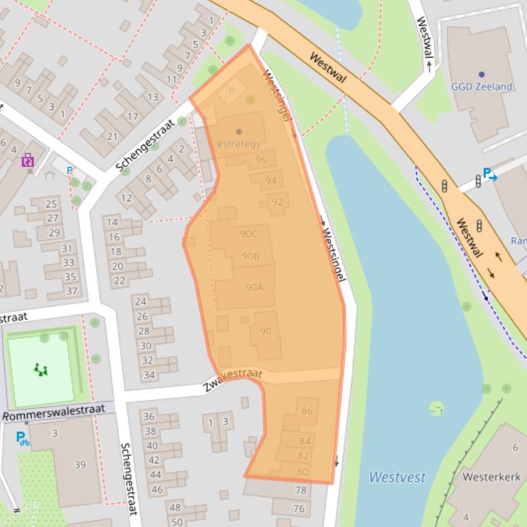 Kaart van postcodegebied 4461DN.