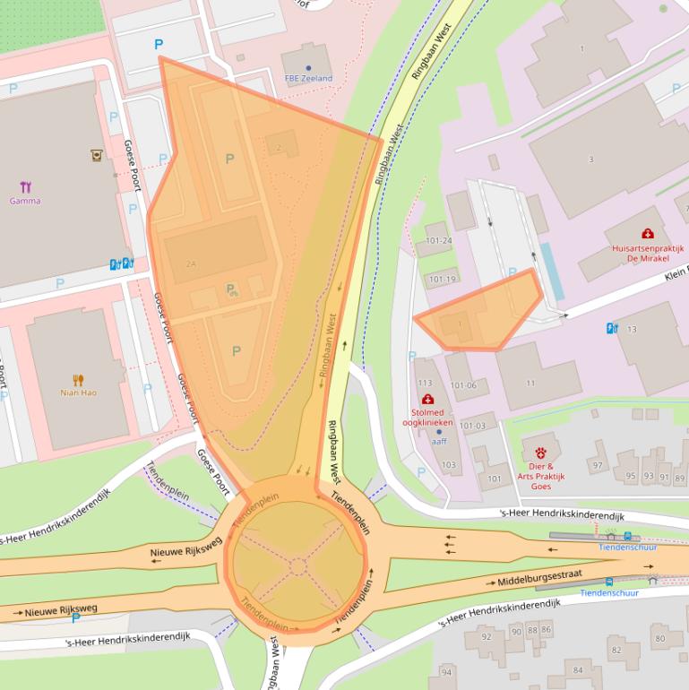 Kaart van postcodegebied 4461ED.