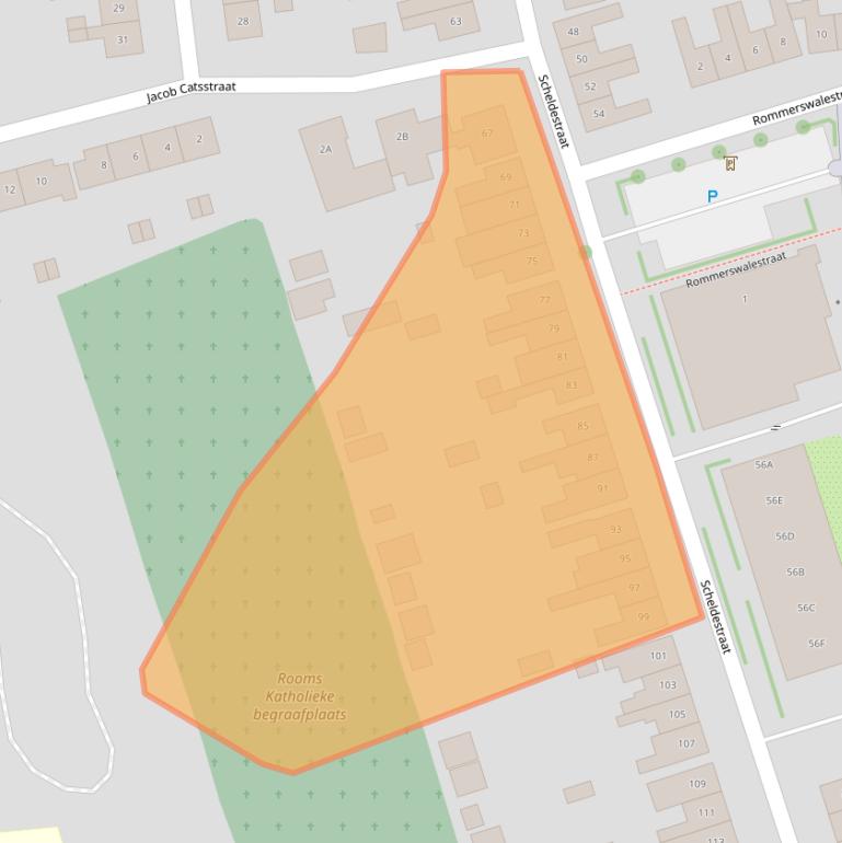 Kaart van postcodegebied 4461EM.