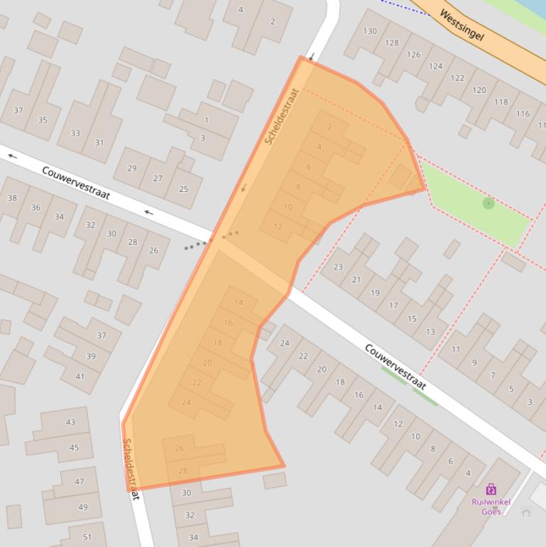 Kaart van postcodegebied 4461EP.