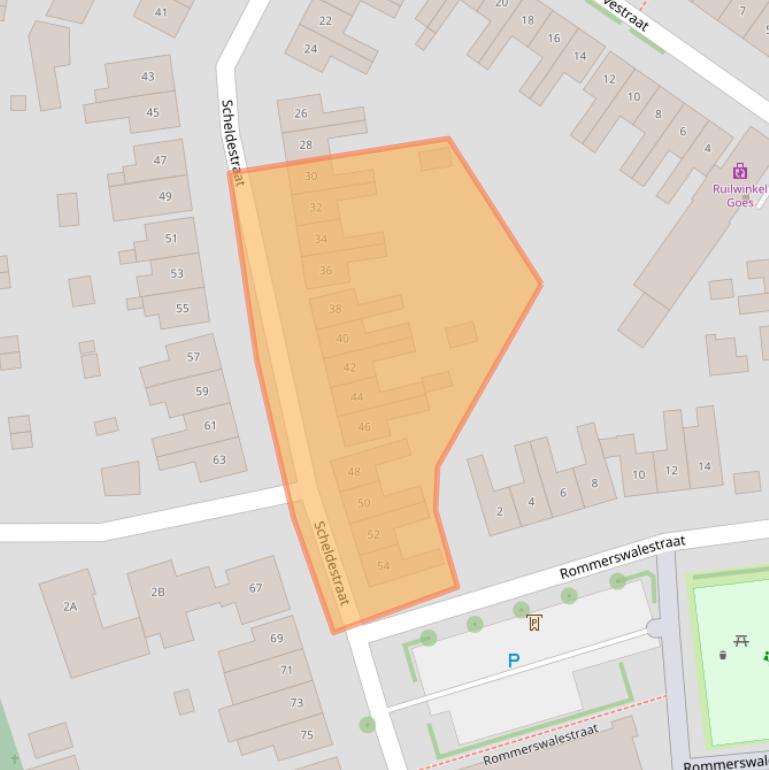 Kaart van postcodegebied 4461ER.