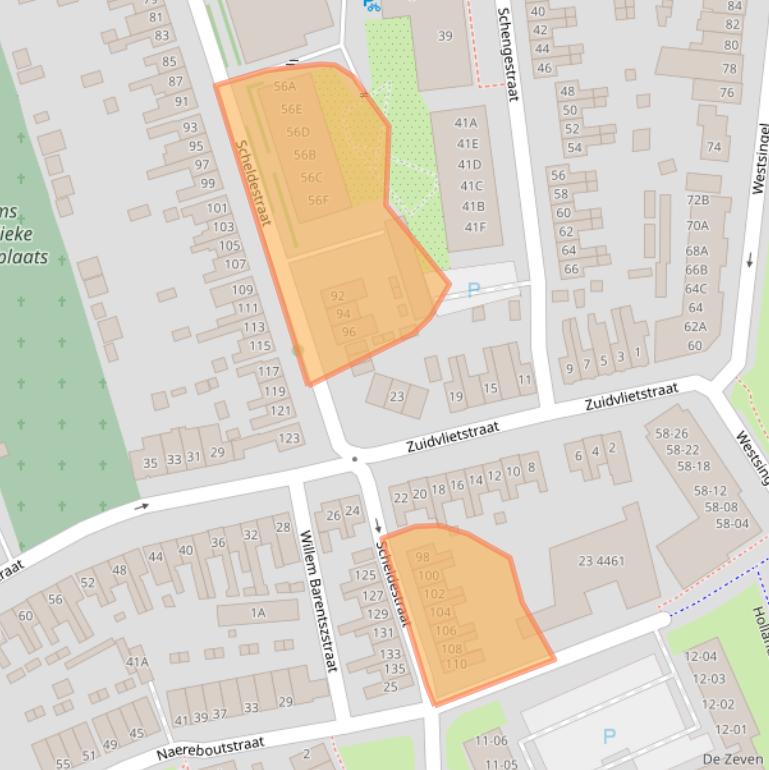 Kaart van postcodegebied 4461ES.
