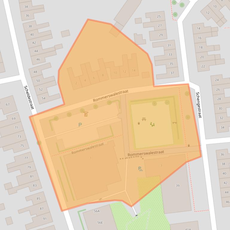 Kaart van postcodegebied 4461ET.