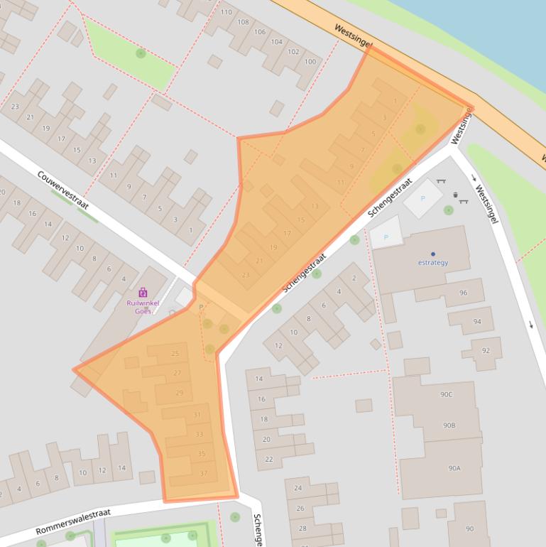 Kaart van postcodegebied 4461EW.