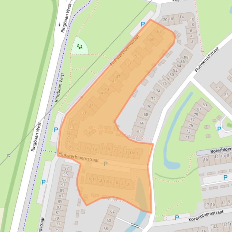 Kaart van postcodegebied 4461MB.