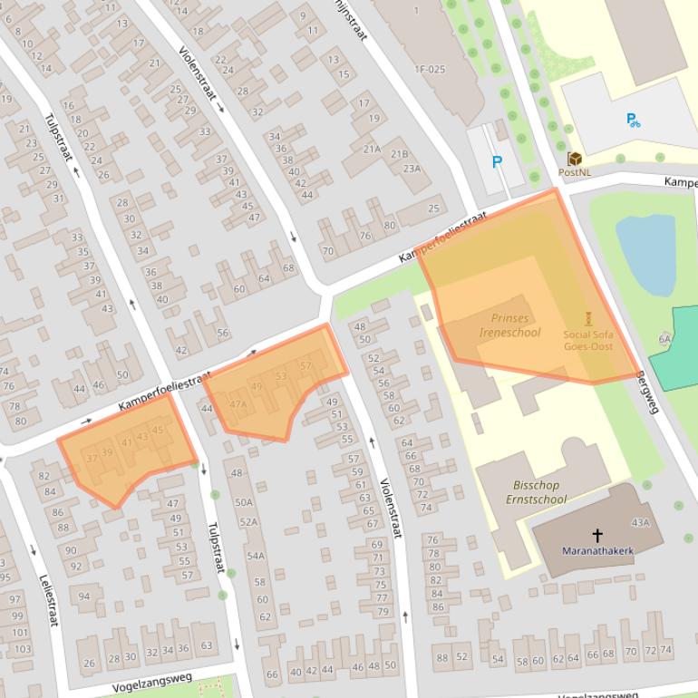 Kaart van postcodegebied 4461NK.