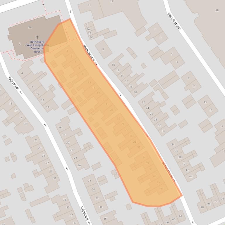 Kaart van postcodegebied 4461NR.