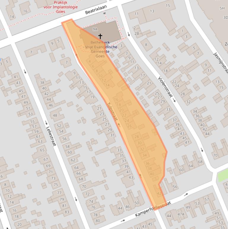 Kaart van postcodegebied 4461NZ.