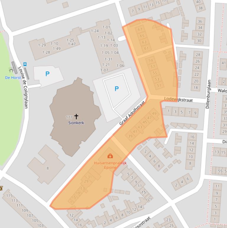 Kaart van postcodegebied 4461TD.