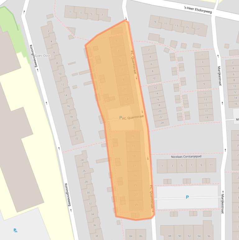 Kaart van postcodegebied 4461VB.